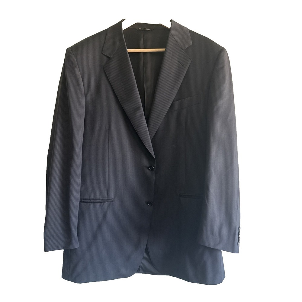 Canali Dark Navy Pinstripe 100% Wool Suit Coat 54 L Business Italy‎